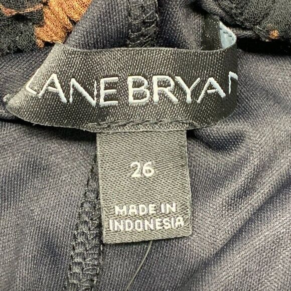 Lane Bryant Blouse 26 3X Plus Black Floral Print Flowy Lined Semi-sheer Ruffle - Picture 6 of 9